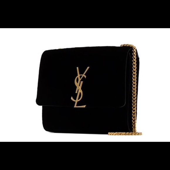 Saint Laurent Handbags - YSL Saint Laurent Black Velvet Vicky Bag